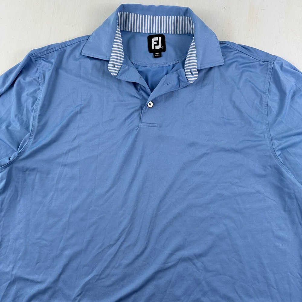 Foot Joy Golf Polo Shirt Men Large L Old Hawthorne Blue Short Sleeve Stretch EUC